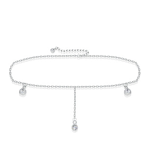 Браслет на ногу декоративный из серебра с фианитом