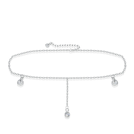 Браслет на ногу декоративный из серебра с фианитом