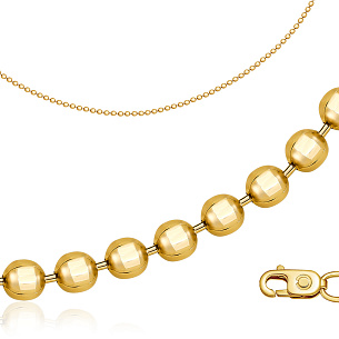 Цепь автомат из желтого золота, плетение перлина из шариков