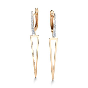 Серьги с английским замком из красного золота с бриллиантом