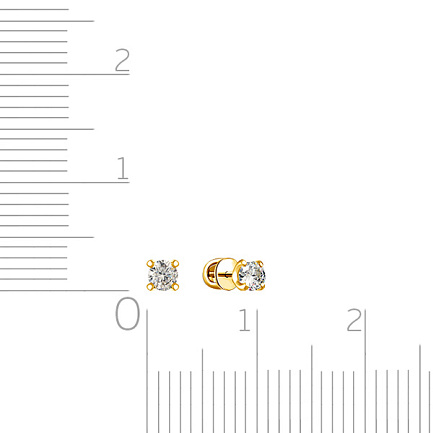 Пусеты из желтого золота с бриллиантами