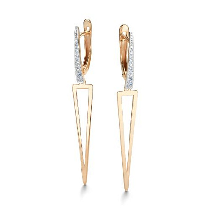 Серьги с английским замком из красного золота с бриллиантами