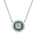 Колье из белого золота с бриллиантами, изумрудами