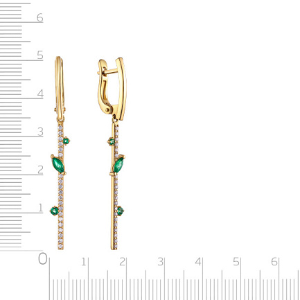 Серьги с английским замком из желтого золота с бриллиантами