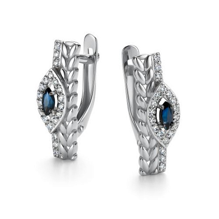 Серьги с английским замком из белого золота