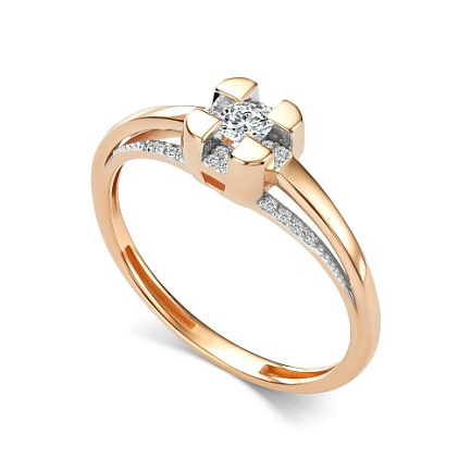 Кольцо из красного золота с бриллиантами