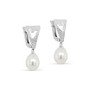 Серьги с английским замком из серебра с жемчугом