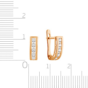 Серьги детские из красного золота с фианитом