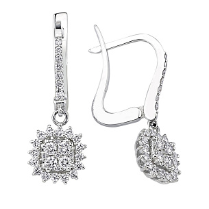 Серьги с английским замком из белого золота с бриллиантом