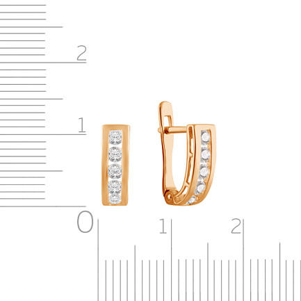 Серьги детские из красного золота с фианитом