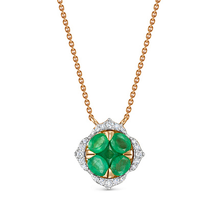 Колье из красного золота с бриллиантами, изумрудом