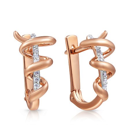 Серьги из красного золота с фианитом