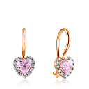 Серьги детские из красного золота с фианитом