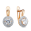 Серьги с английским замком из красного золота с фианитами