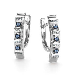 Серьги с английским замком из белого золота с бриллиантом