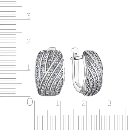 Серьги с английским замком из серебра с фианитом