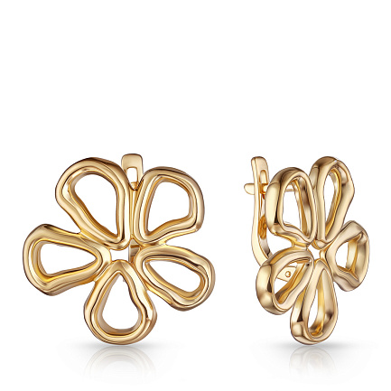 Серьги с английским замком из серебра с позолотой