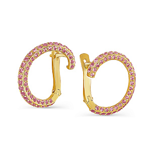 Серьги с английским замком из желтого золота с сапфирами