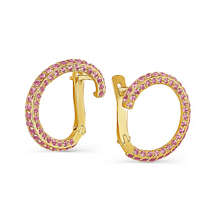 Серьги с английским замком из желтого золота с сапфиром