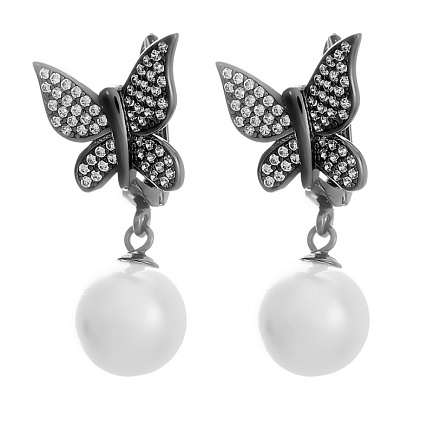 Серьги с английским замком из серебра с жемчугом