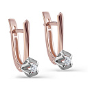 Серьги с английским замком из красного золота с бриллиантами