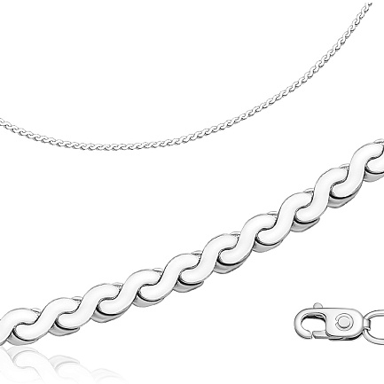 Цепь автомат из серебра, плетение панцирное