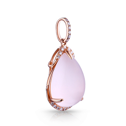 Подвеска из красного золота с бриллиантами, кварцем