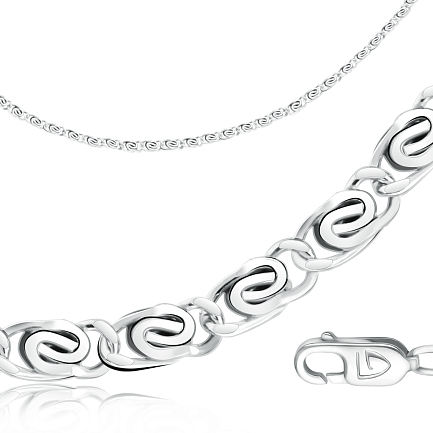 Цепь автомат из серебра, плетение двойная спираль