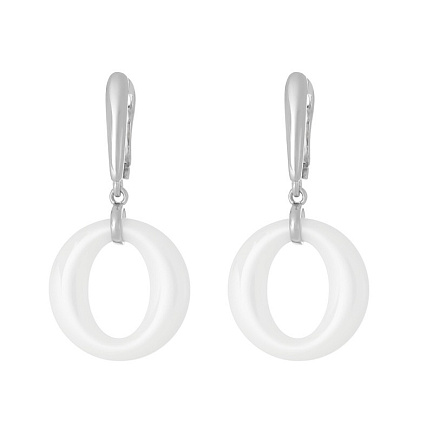 Серьги с английским замком из серебра с керамикой