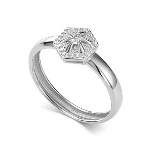 Кольцо из белого золота с бриллиантами