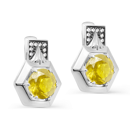 Серьги с английским замком из серебра с ситалами