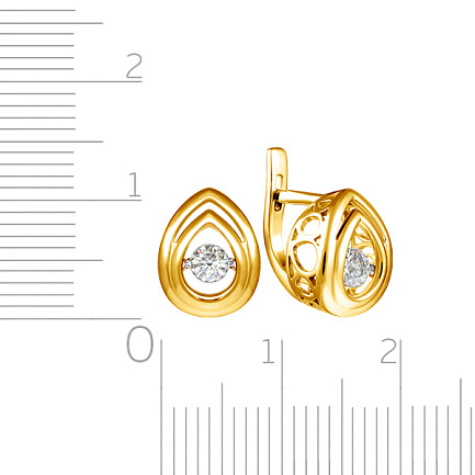 Серьги с английским замком из желтого золота с бриллиантами