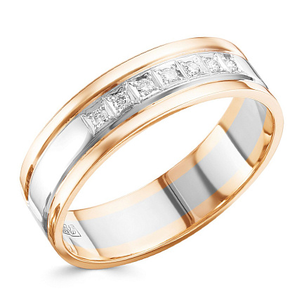 Кольцо обручальное из комбинированного золота
