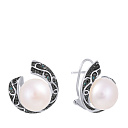 Серьги из белого золота с бриллиантами, жемчугом