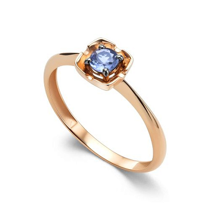 Кольцо из красного золота с танзанитом