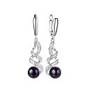 Серьги с английским замком из серебра с жемчугом