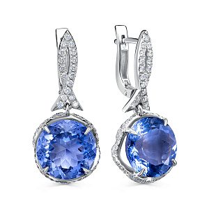 Серьги с английским замком из белого золота с бриллиантами