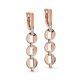 Серьги с английским замком из красного золота с бриллиантом