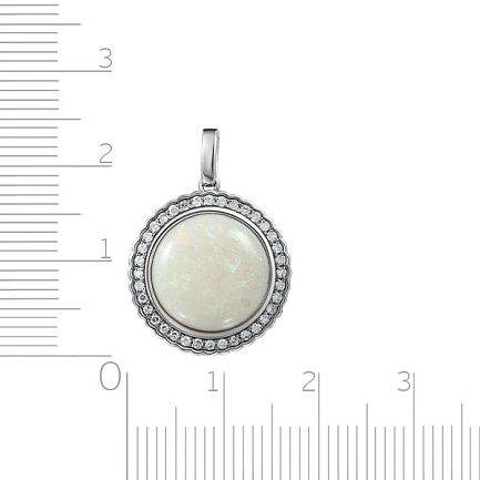 Подвеска из белого золота с бриллиантами, опалом