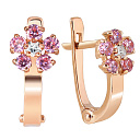 Серьги детские из красного золота с фианитом