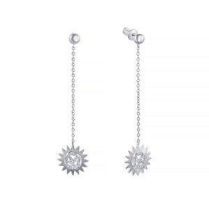 Пусеты из серебра с фианитом