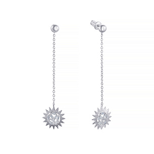 Пусеты из серебра с фианитом