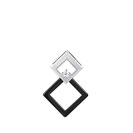 Подвеска из серебра с керамикой, фианитом