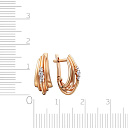 Серьги с английским замком из красного золота с фианитом