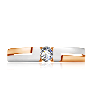 Кольцо из комбинированного золота с бриллиантом