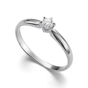 Кольцо из белого золота с бриллиантом