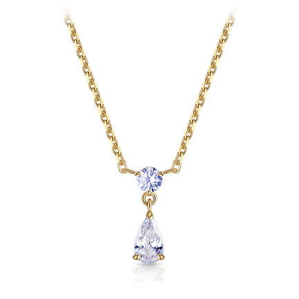 Колье из желтого золота с фианитом