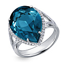 Кольцо из белого золота с бриллиантами, топазом