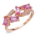 Кольцо из красного золота с бриллиантами, сапфиром