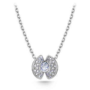 Колье из белого золота с бриллиантами, плетение якорное